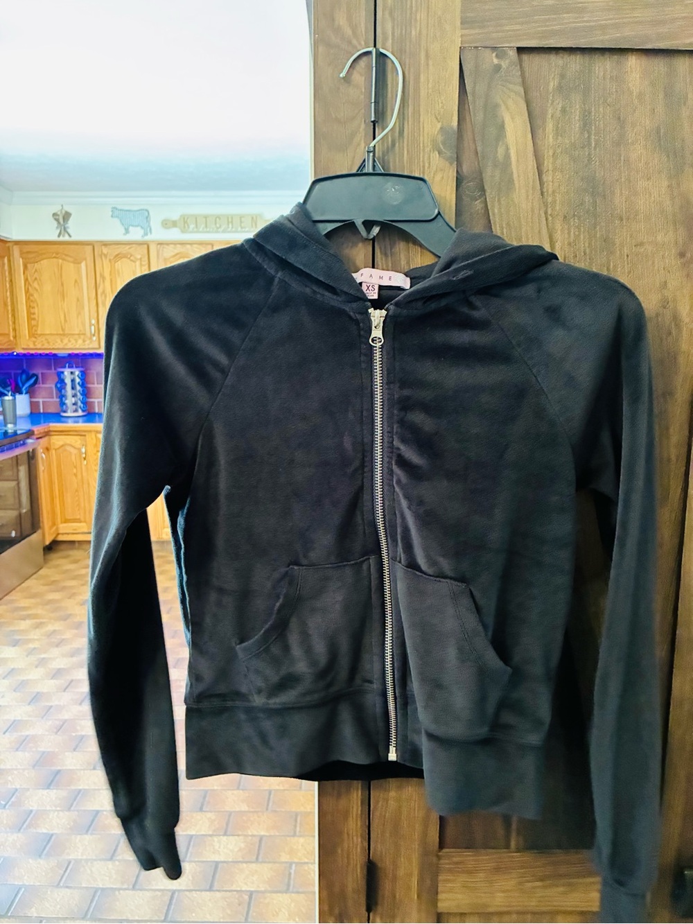 Juniors Black Zip-Up Hooded Jacket